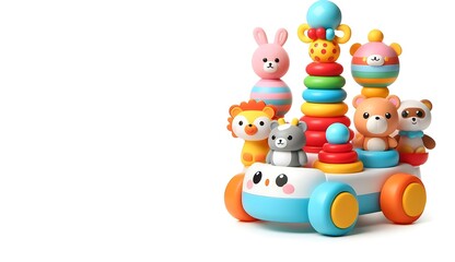 Colorful  toys isolated on white background, generative ai
