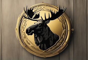 Moose on a golden Emblem