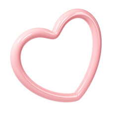 3d pink glossy heart love frame transparent. Suitable for Valentine day, Mother day, Women day, wedding, sticker, greeting card. February 14th