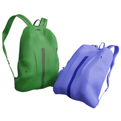 Backpacks clipart flat design icon isolated on transparent background, 3D render Summer and camping concept