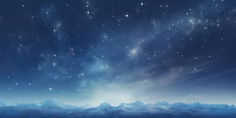 Foto op Plexiglas Night sky with stars and snowflakes. © tashechka