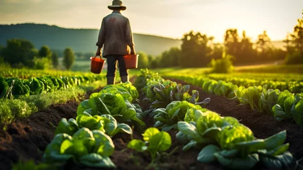 Gordijnen Agriculture involves growing vegetables to sell or use as raw materials to create profits for farmers. Ai generate. © MOUNTAIN
