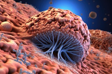 3D Illustration Of Conidiobolus Coronatus Fungi, Causing Nasal Cavity Polyps - obrazy, fototapety, plakaty