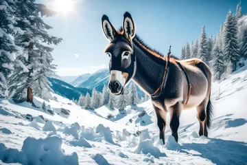Fotobehang winter donkey in mountain © MUmar