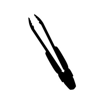 recommend clip art: Fried food tongs vector silhouette. Much needed for creative design materials, kitchen equipment logos and cooking logos. cake tongs.