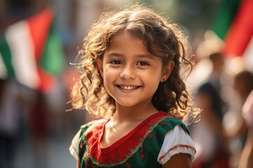 Portrait Of Mexican Child In Independence Celebration Day