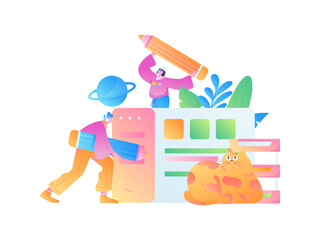 Business People Flat Vector Concept Operation Hand Drawn Illustration
