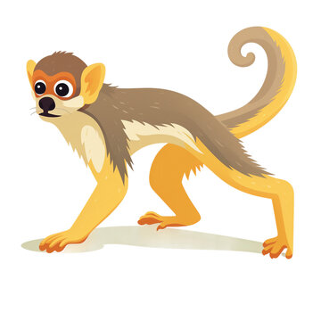 Isolated Cartoon Monkey Stalking on a transparent background