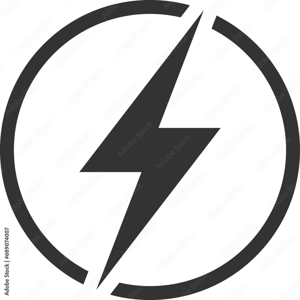 Poster lightning power icon in circle. electricity vector symbol.