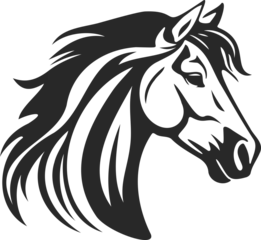 Poster Horse head silhouette in drawing line design. Vector template for logo. © SolaruS
