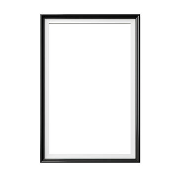 Blank black picture frame isolated on white background