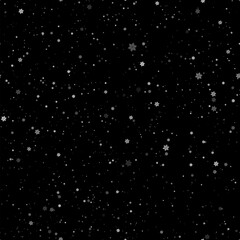 Seamless Snowflakes on black background. Abstract Paper Craft Snowflakes background, greeting card for winter, paper art design. Vector