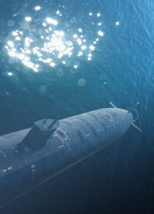Submarine under water.