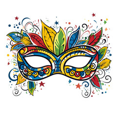 Colorful Mask with Leaves and Stars on a transparent background PNG