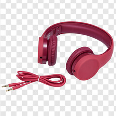 red headphones on a white background