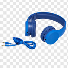Blue headphones on a white background