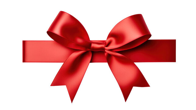 red ribbon bow isolated on transparent background Remove png, Clipping Path, pen tool