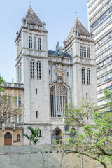 Fototapeta na wymiar Facade of the Monastery of St. Benedict and Church of Our Lady of Assumption, in Sao Bento Square, downtown Sao Paulo, Brazil