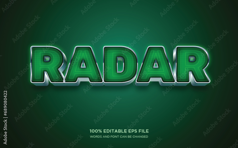 Poster radar 3d editable text style effect