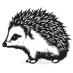 Hedgehog silhouettes and icons. Black flat color simple elegant white background Hedgehog animal vector and illustration.