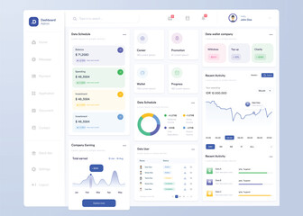 UI UX Infographic dashboard. UI design with graphs, charts and diagrams. Web interface template