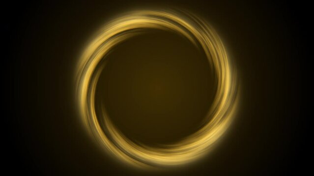 Abstract gold background. Shine ring. Halo around. Sparks particle. Space tunnel. LED color ellipse. Glint glitter. Shimmer loop motion. Empty hole. Glow portal. Blue ball. Slow spin