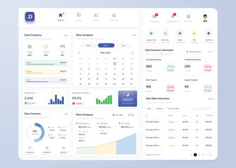 UI UX Infographic dashboard. UI design with graphs, charts and diagrams. Web interface template