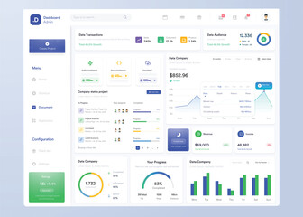 UI UX Infographic dashboard. UI design with graphs, charts and diagrams. Web interface template