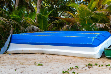 Boats yachts ship catamaran jetty beach Playa del Carmen Mexico.