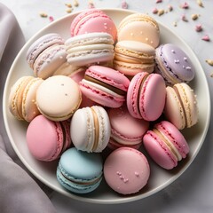 Fototapeta na wymiar Delicious Composition of Colorful Macarons. Generative AI.