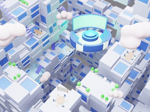 クリーンな雰囲気のメタバース空間