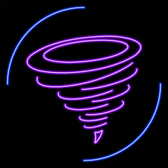 hurricane neon sign, modern glowing banner design, colorful modern design trends on black background. Vector illustration.
