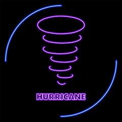 hurricane neon sign, modern glowing banner design, colorful modern design trends on black background. Vector illustration.