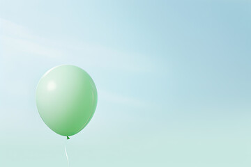 A green balloon floating in the sky created with generative AI technology