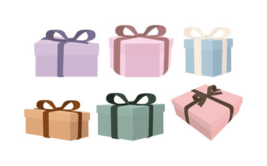 various of gift box, rectangle, cube, triangle, pastel color isolated illustration vector design