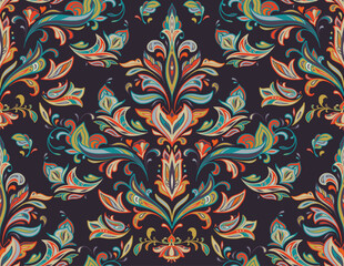 Vector colorful seamless pattern with oriental ornament. Beautiful endless background - 689084808