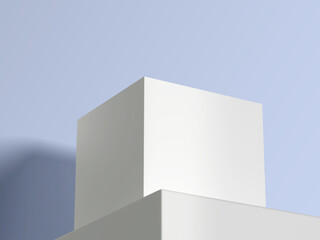 Square box mockup beside the wall