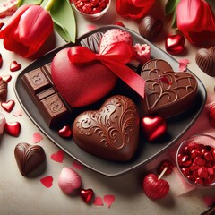 Valentine's Day background with chocolates - 689084863