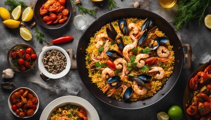 Traditional spanish seafood paella

