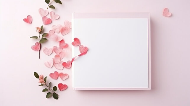 Love-themed photo album or scrapbook for Valentine's Day memories