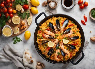 Traditional spanish seafood paella

