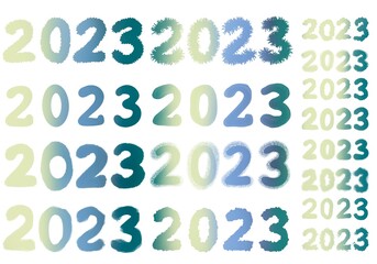 Set with 2023 numbers for stickers and cards and cards for postcard and magazines and hobbies and new year