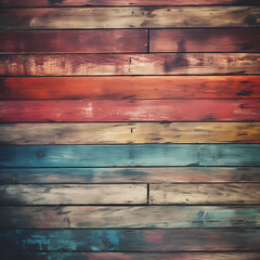Naklejka premium A Multicolored Wood Planks, bright vintage wooden background.