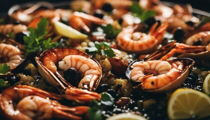 Traditional spanish seafood paella

