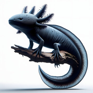 Ajolote, Ambystoma mexicanum, anfibio, neot&eacute;nico, m&eacute;xico, Xochimilco, end&eacute;mico, Aislado sobre fondo blanco
