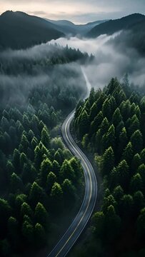 Misty Forest Road - Generative AI