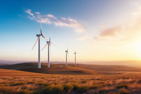 Wind turbines sustainable renewable green energy production technology, Generative AI