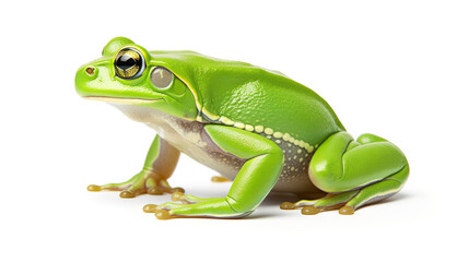 Fototapeta premium green frog (hyla arborea formerly rana arborea) isolated on white background