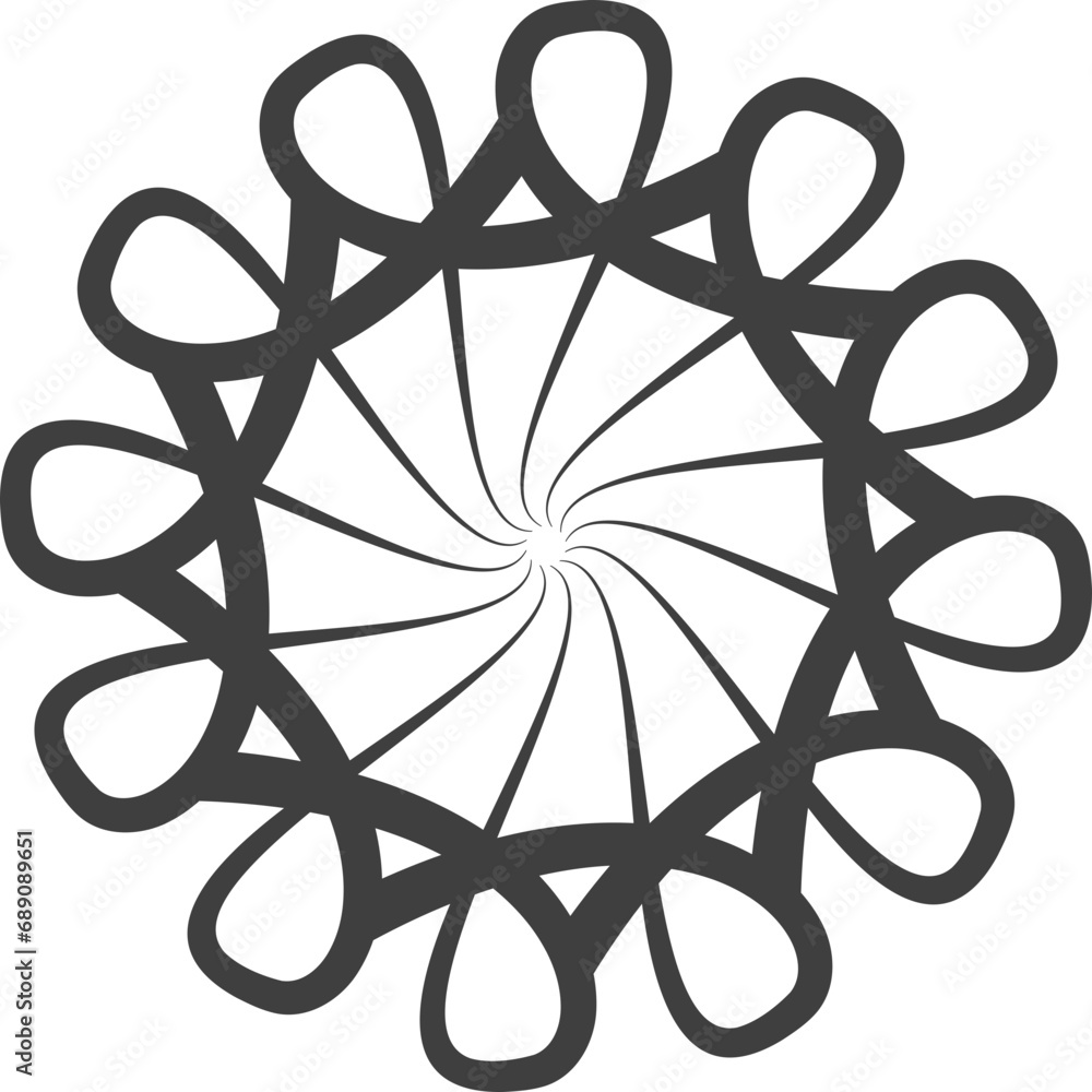 Poster spiral and swirl motion twisting circles design element set.