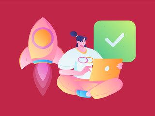 Business People Flat Vector Concept Operation Hand Drawn Illustration
